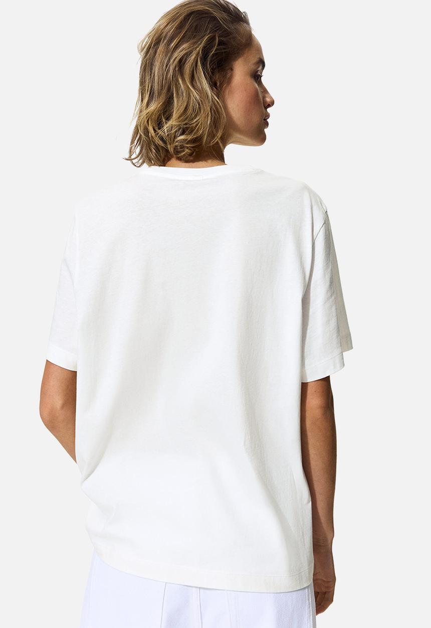 H&M - Printed t-shirt - white/arancia rossa