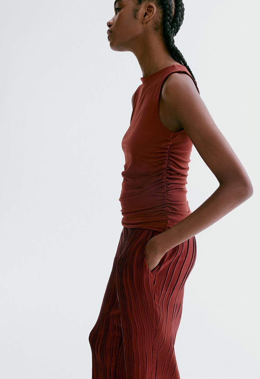 H&M - Draped jersey top - rust red