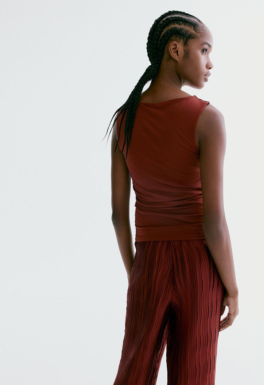 H&M - Draped jersey top - rust red