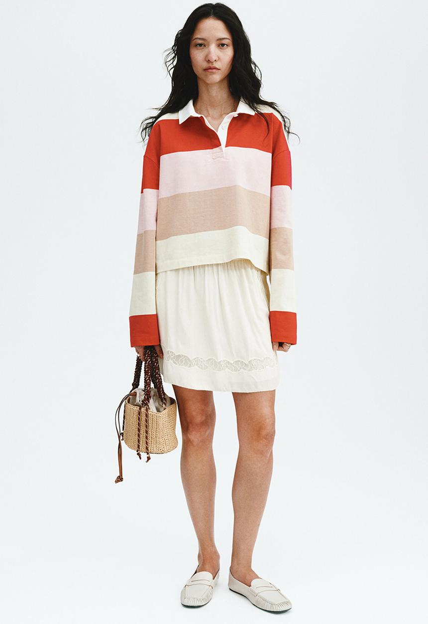 H&M - Lace-inset viscose mini skirt - cream
