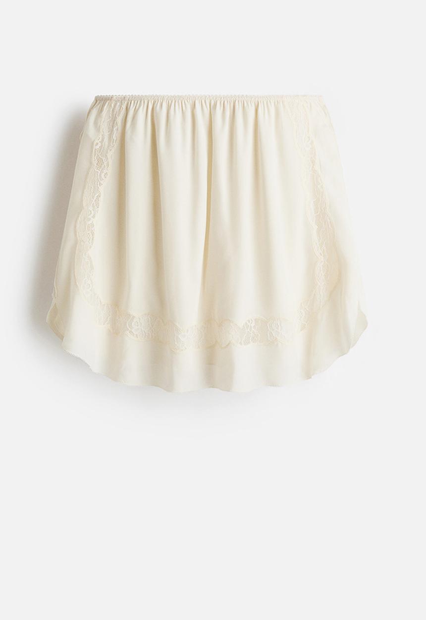H&M - Lace-inset viscose mini skirt - cream