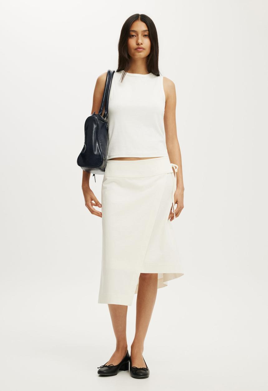 Cotton On - Utility Wrap Midi Skirt - Creme Fraiche