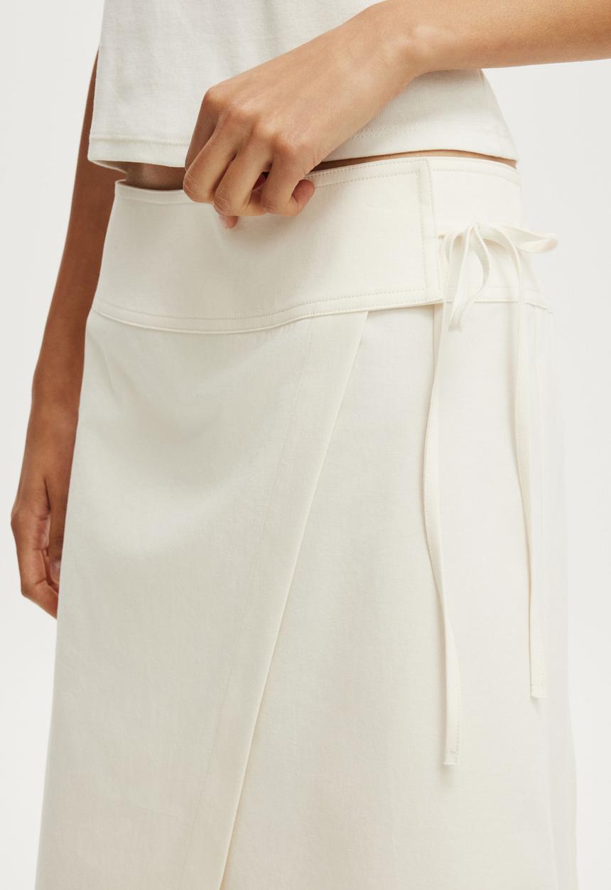 Cotton On - Utility Wrap Midi Skirt - Creme Fraiche