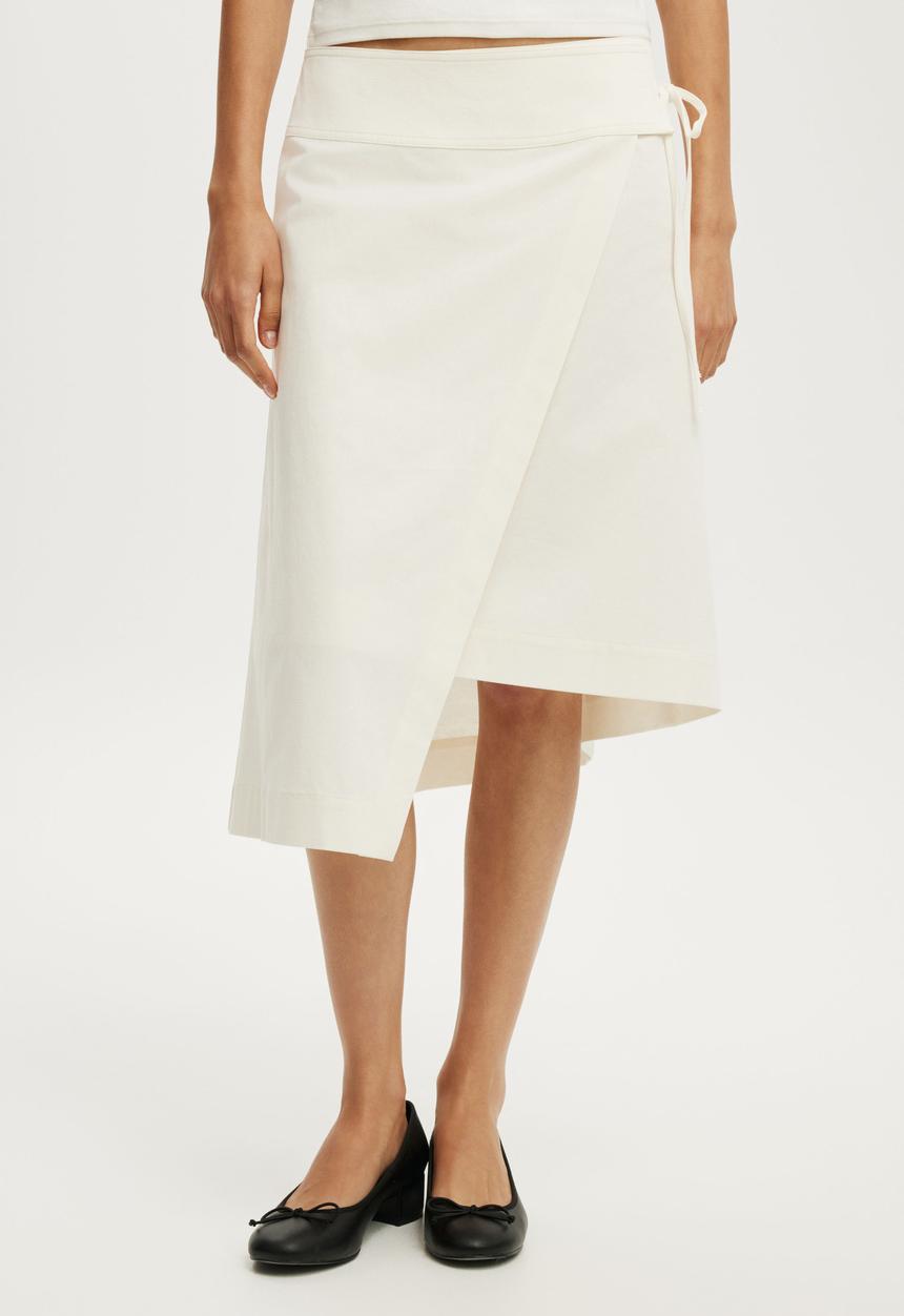 Cotton On - Utility Wrap Midi Skirt - Creme Fraiche