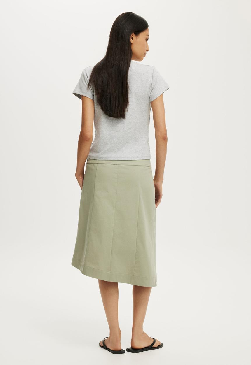Cotton On - Utility Wrap Midi Skirt - Pale Eucalyptus