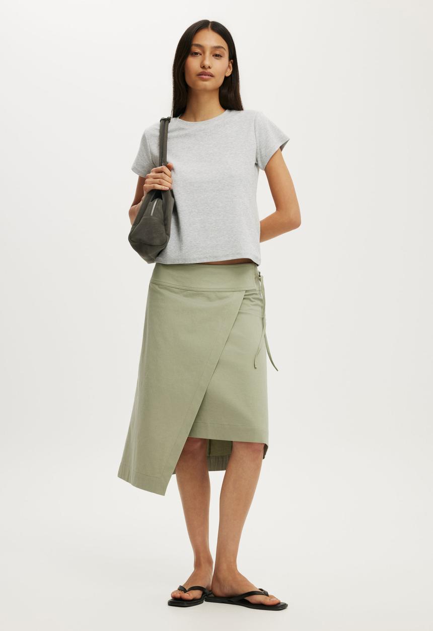 Cotton On - Utility Wrap Midi Skirt - Pale Eucalyptus