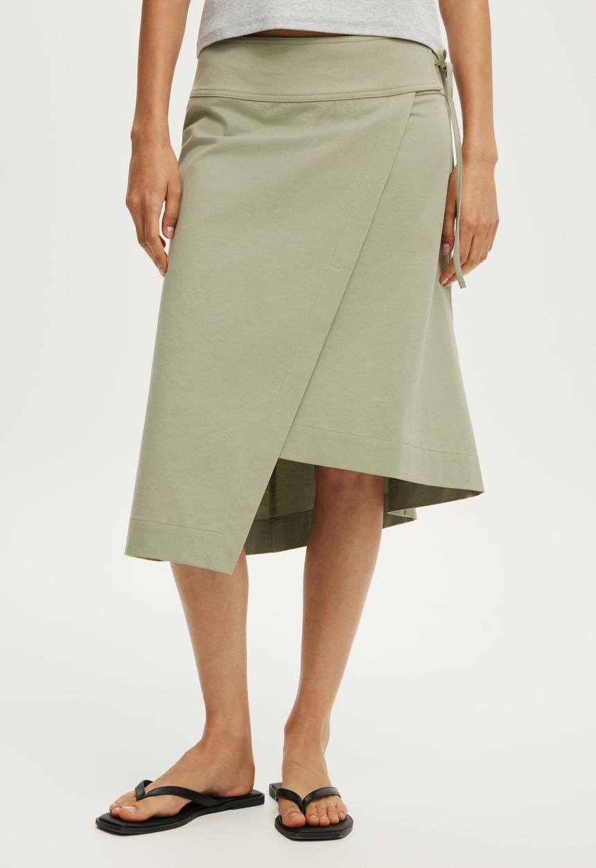 Cotton On - Utility Wrap Midi Skirt - Pale Eucalyptus
