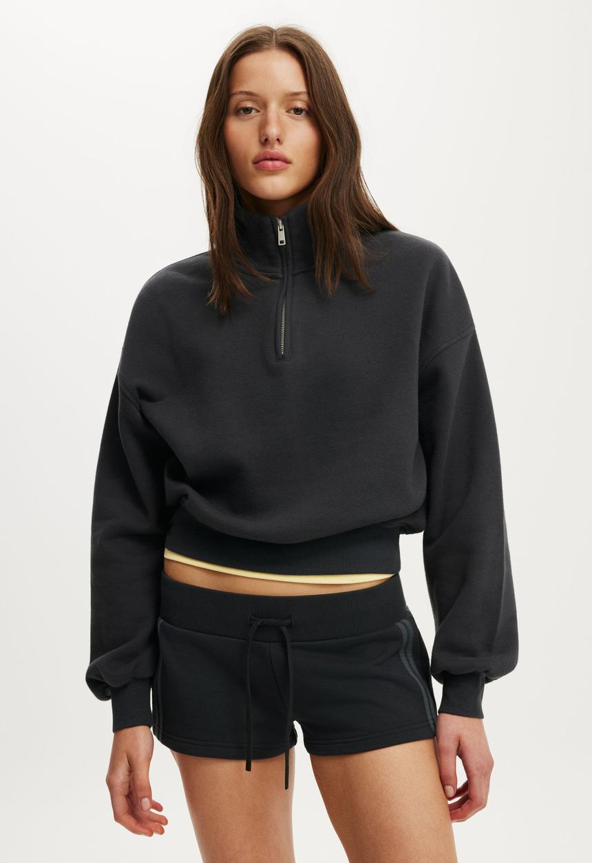 Cotton On - Micro Fleece Sweatshort - Shadowstone/Stripe