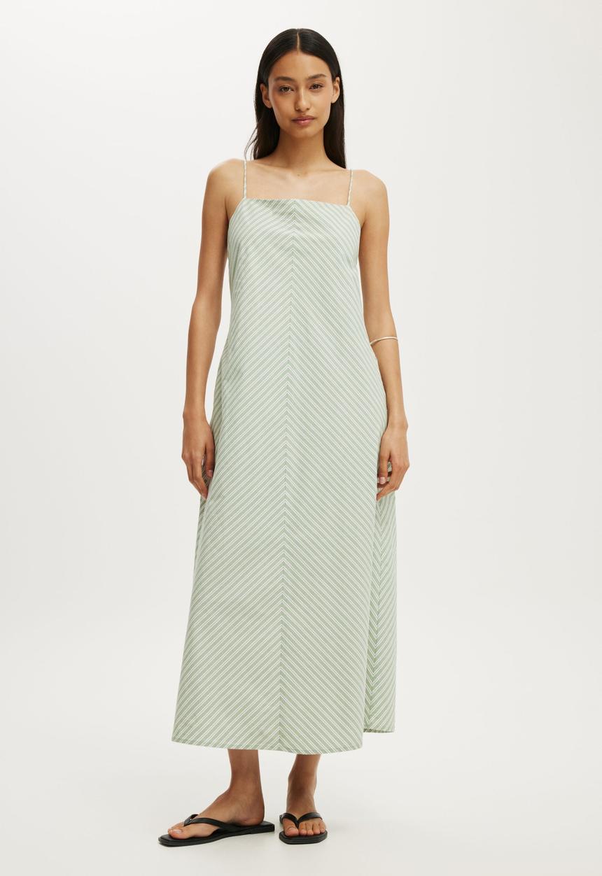 Cotton On - Harper Strappy Maxi Dress - Pistachio Crumble Stripe
