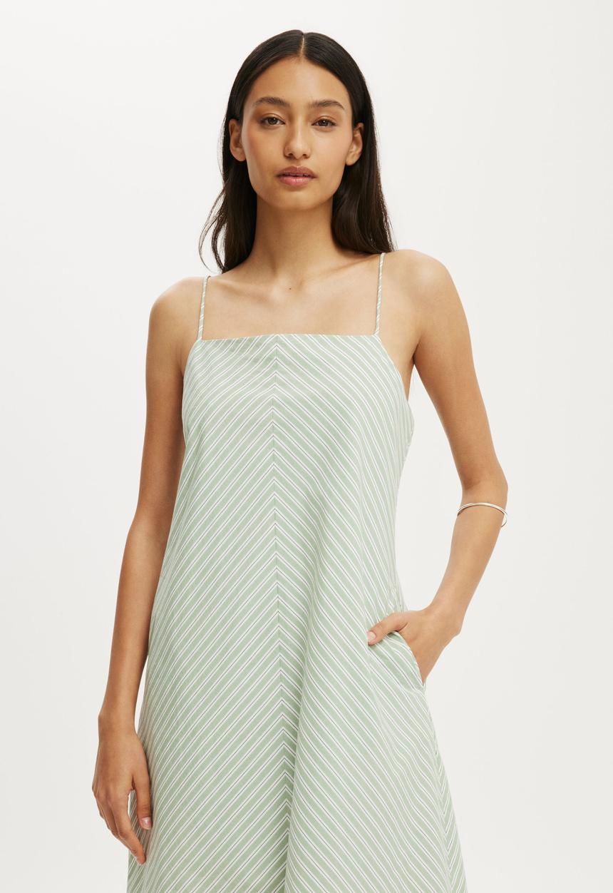 Cotton On - Harper Strappy Maxi Dress - Pistachio Crumble Stripe