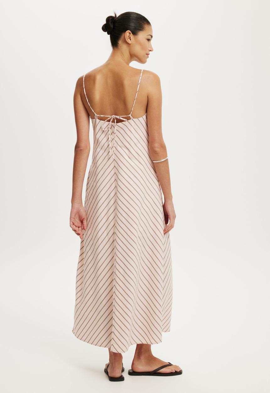 Cotton On - Harper Strappy Maxi Dress - Pink Mocha Stripe