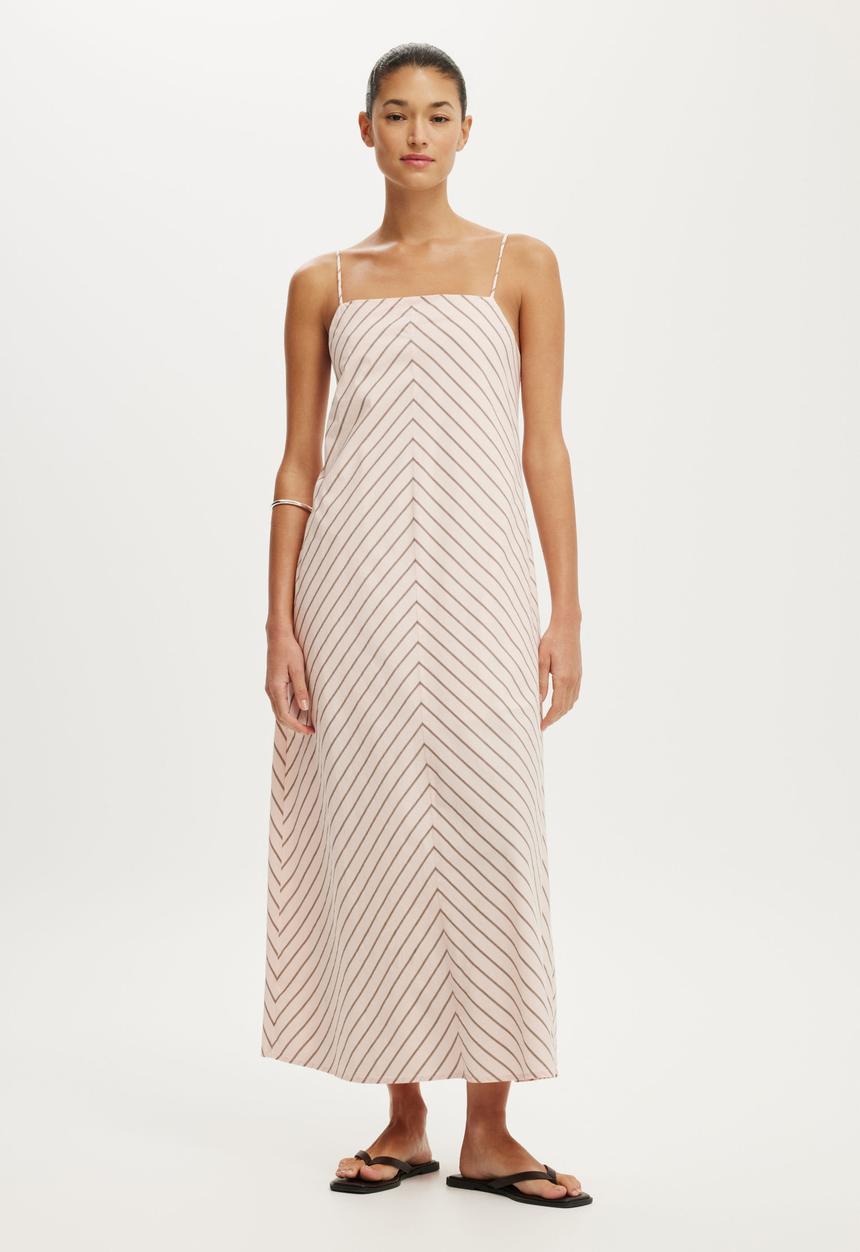 Cotton On - Harper Strappy Maxi Dress - Pink Mocha Stripe