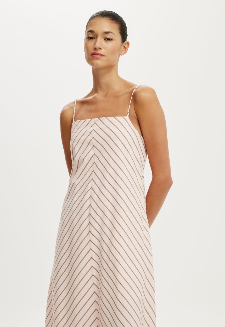 Cotton On - Harper Strappy Maxi Dress - Pink Mocha Stripe