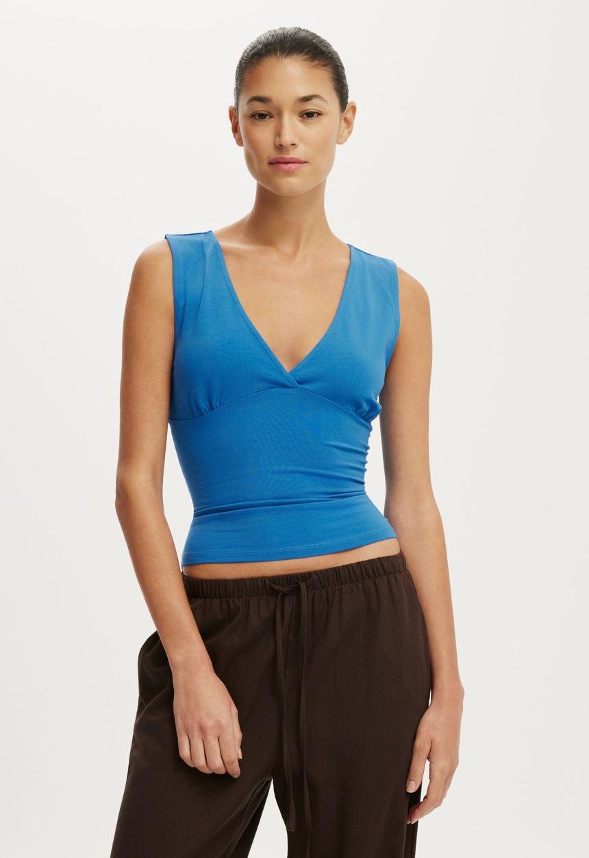 Cotton On - Maple V Neck Tank - Cobalt