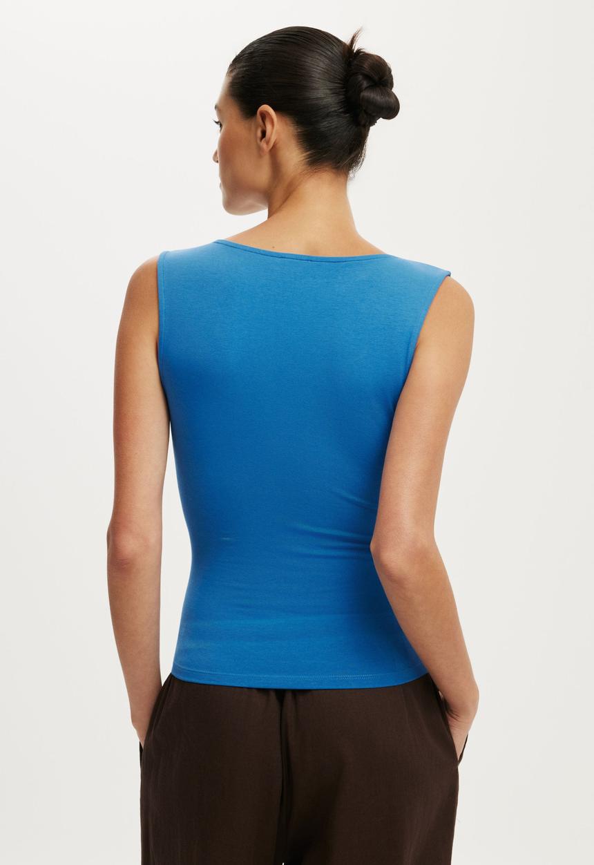 Cotton On - Maple V Neck Tank - Cobalt