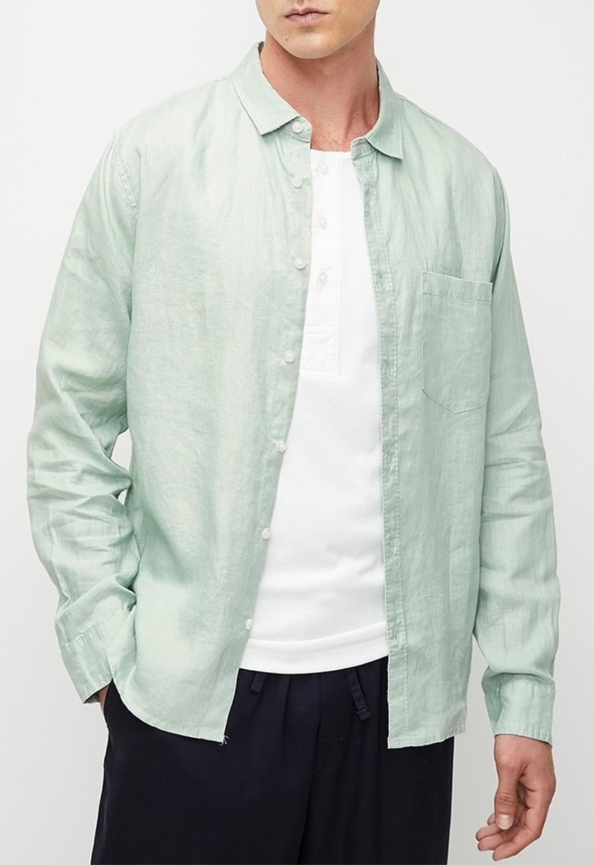 Cotton On - Relaxed Linen Long Sleeve Shirt - Faded Jade