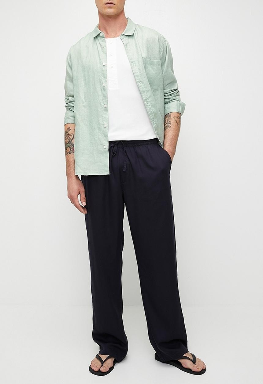 Cotton On - Relaxed Linen Long Sleeve Shirt - Faded Jade