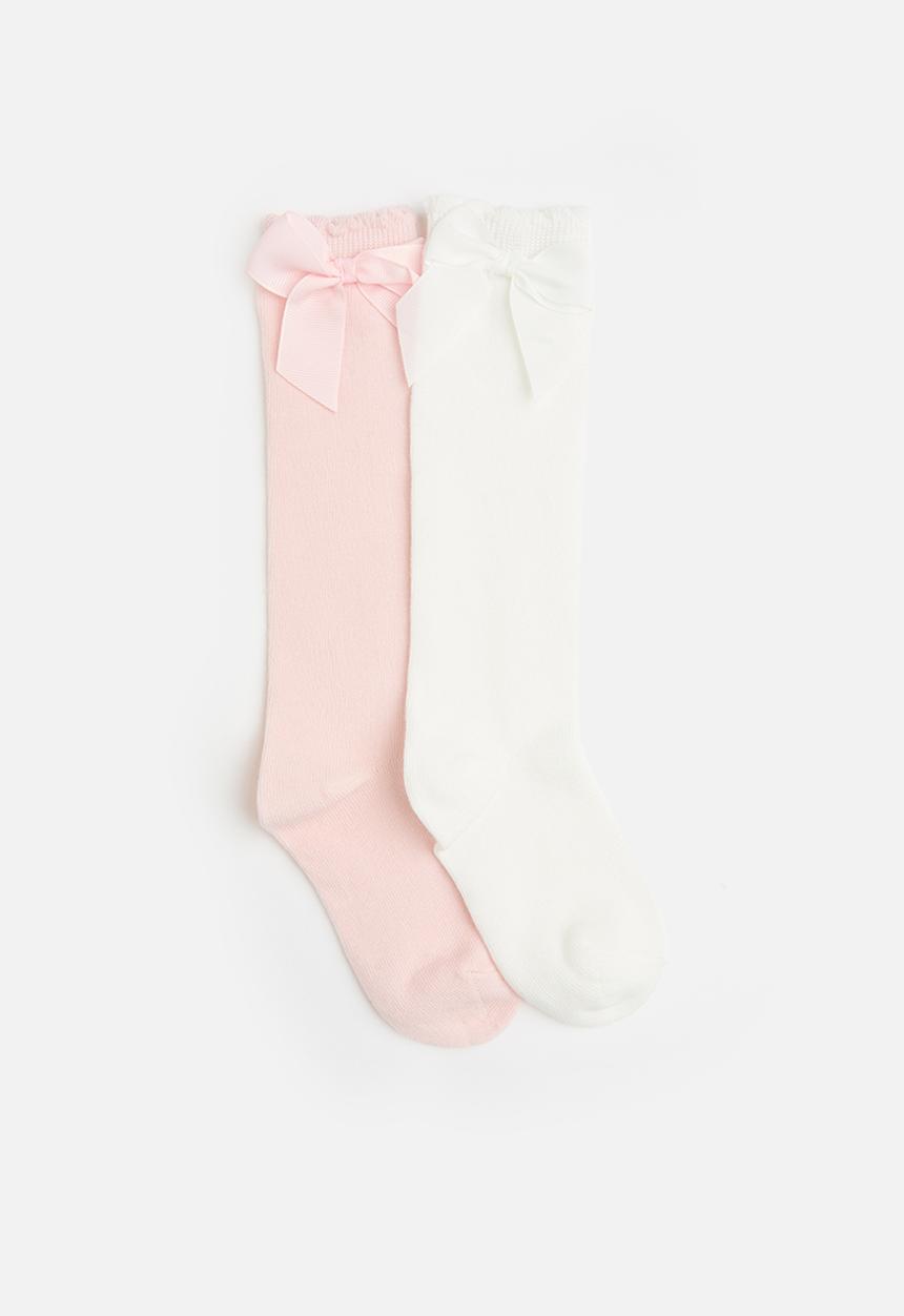Pop Candy - Bow applique crew socks - pure white/pink