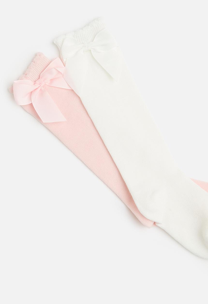 Pop Candy - Bow applique crew socks - pure white/pink