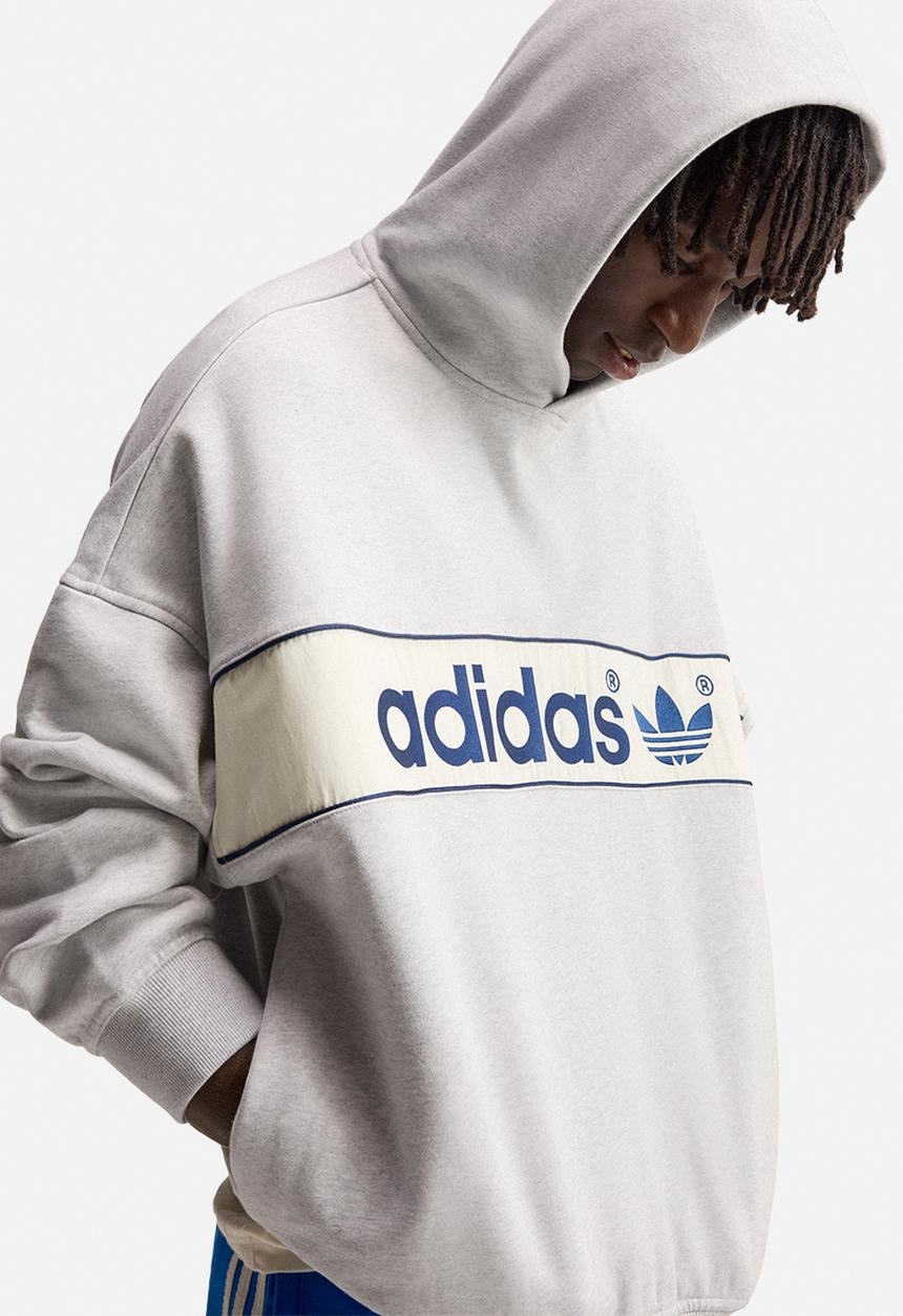 adidas Originals - Signature Sweats Block Hoodie - Light Grey 