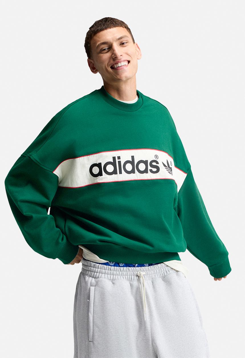 adidas Originals - Signature Sweats Block Sweatshirt - Dark Green 