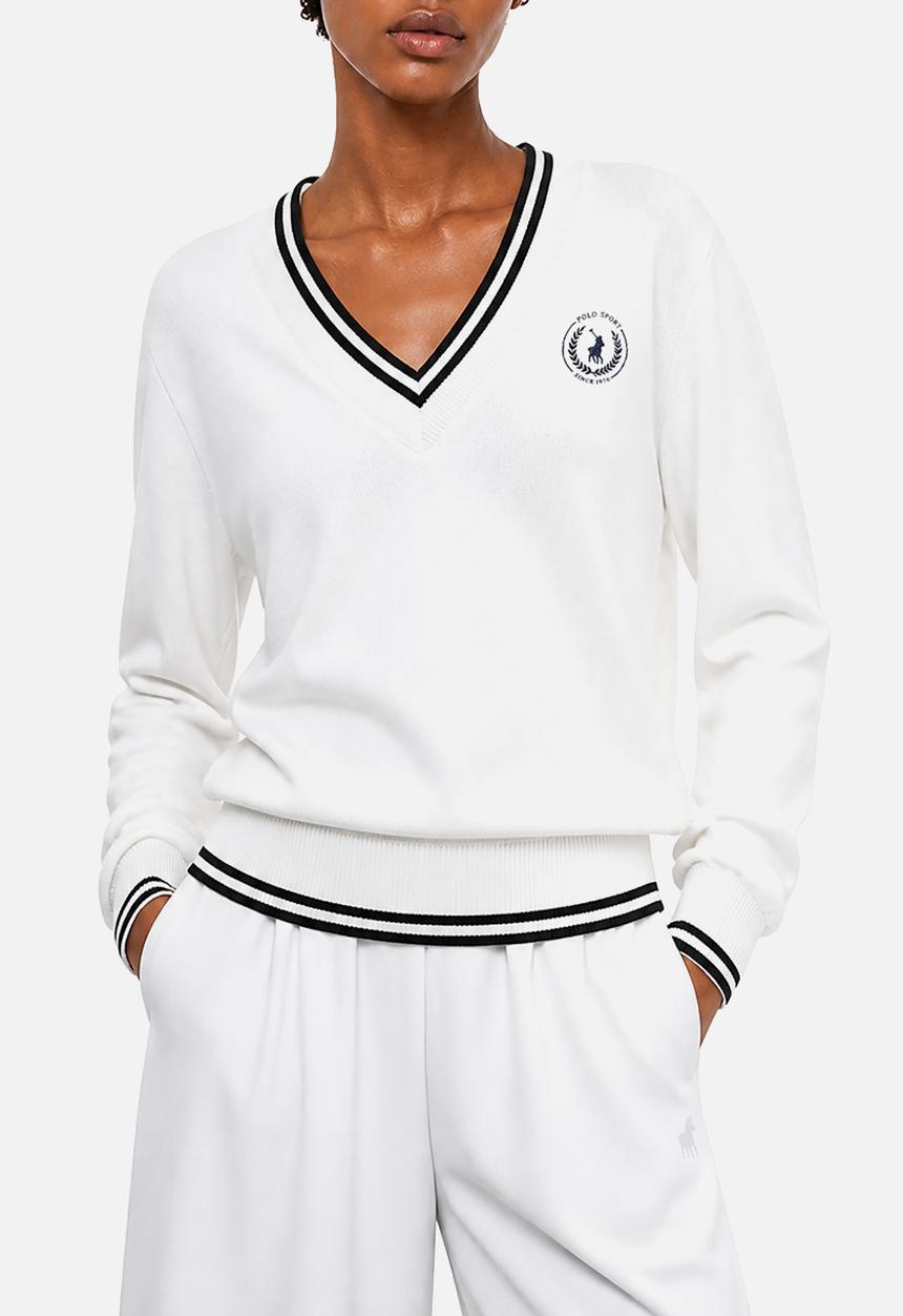POLO - Wmn Farah  Sport V-Neck Track Top - White