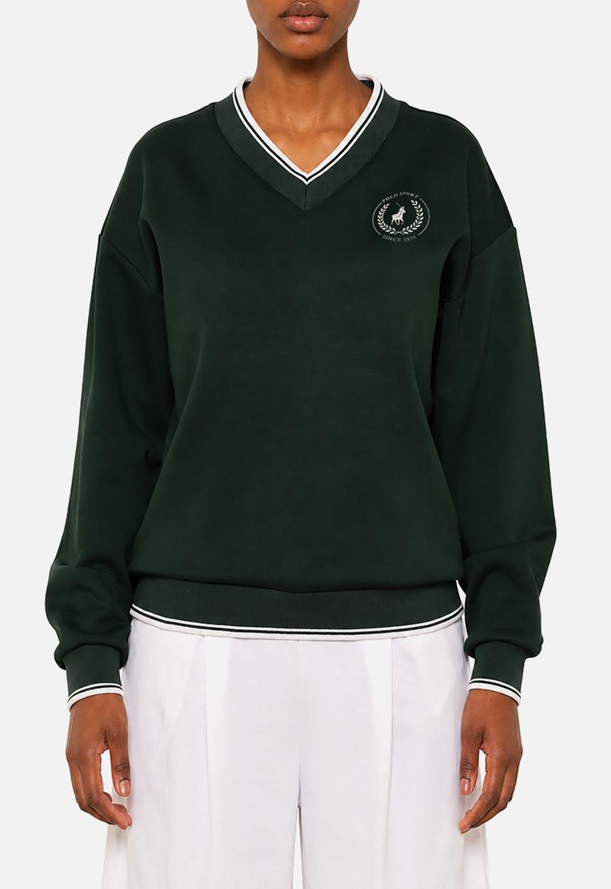 POLO - Wmn Farah  Sport V-Neck Track Top - Forest Green