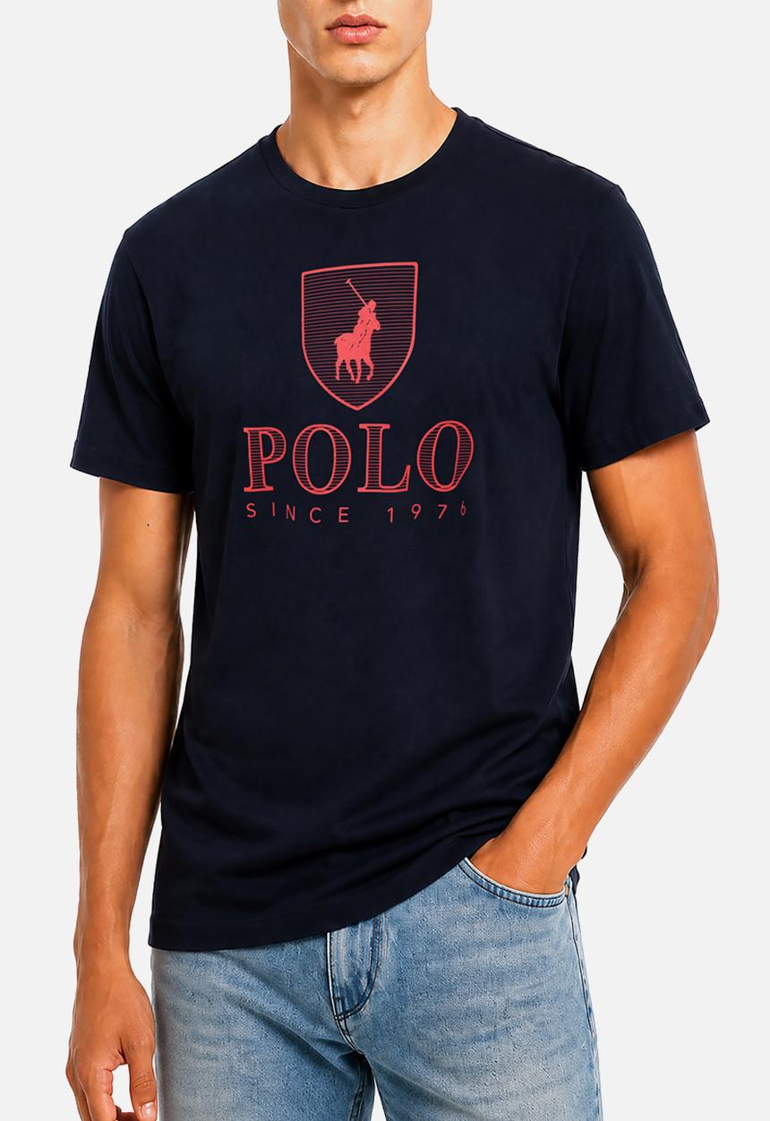 POLO - MENS CREW NECK PRINTED  SS TEE - Navy