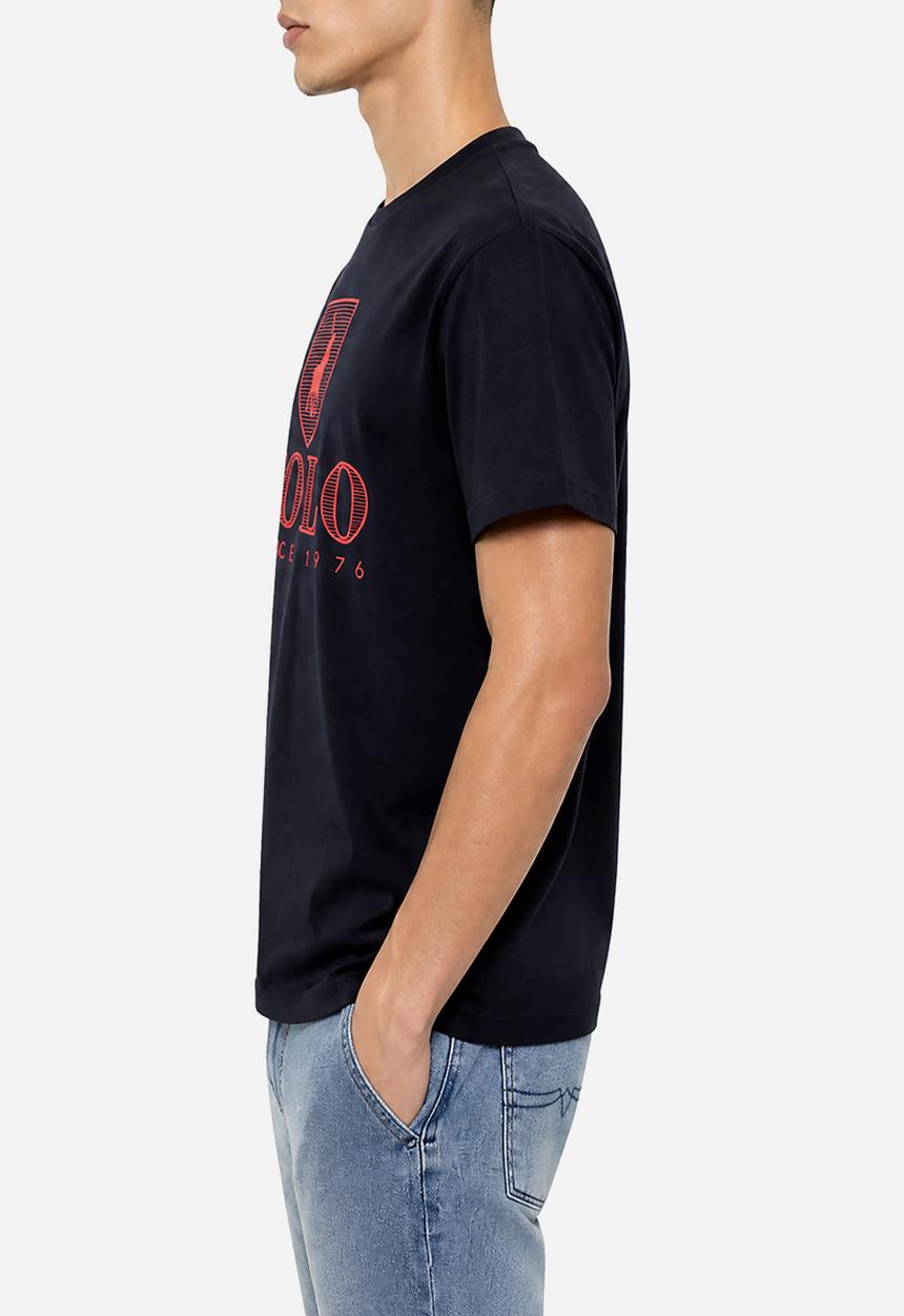 POLO - MENS CREW NECK PRINTED  SS TEE - Navy