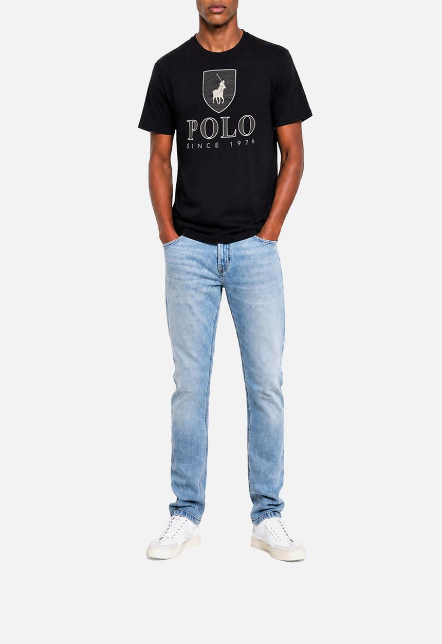 POLO - MENS CREW NECK PRINTED  SS TEE - Black