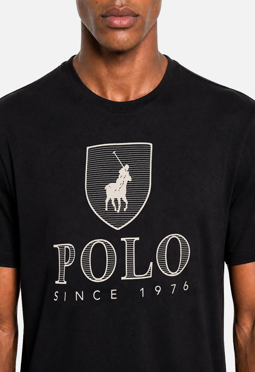 POLO - MENS CREW NECK PRINTED  SS TEE - Black