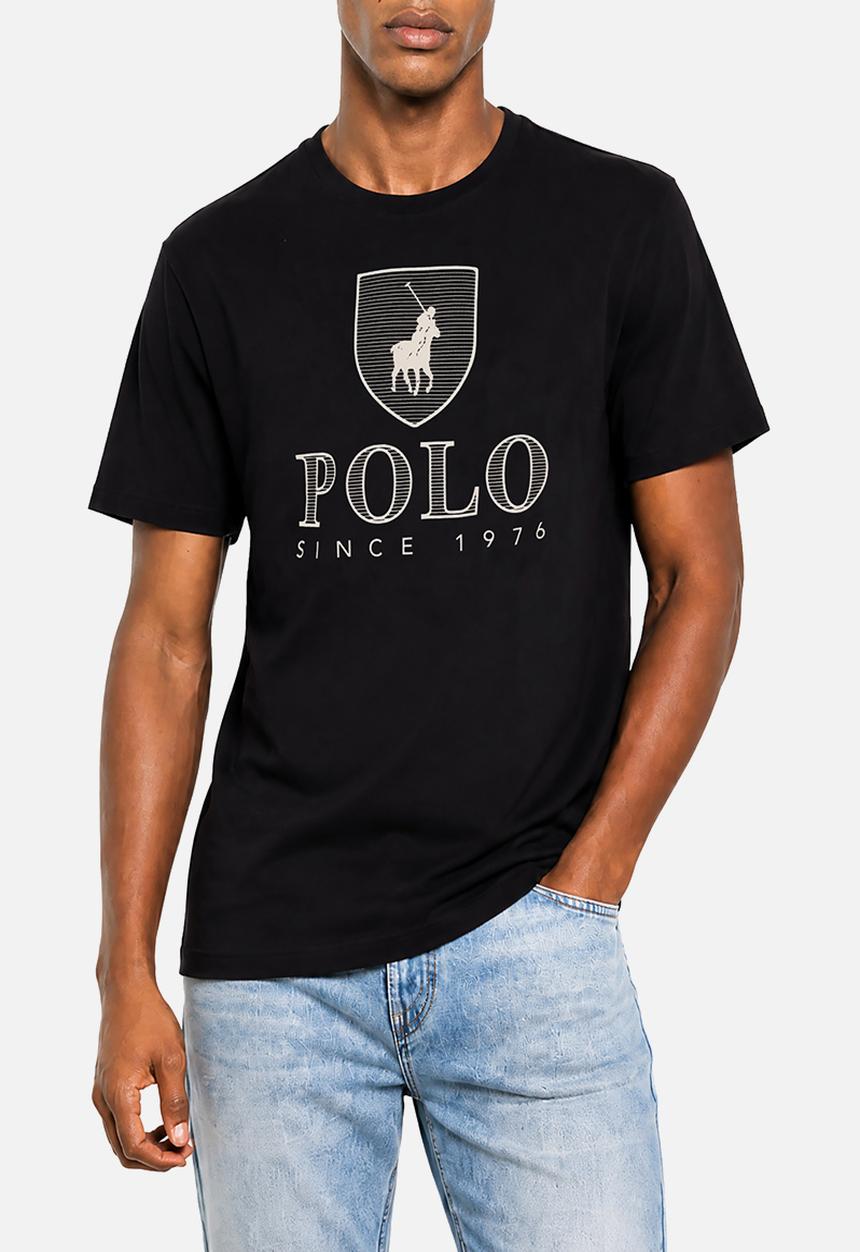 POLO - MENS CREW NECK PRINTED  SS TEE - Black
