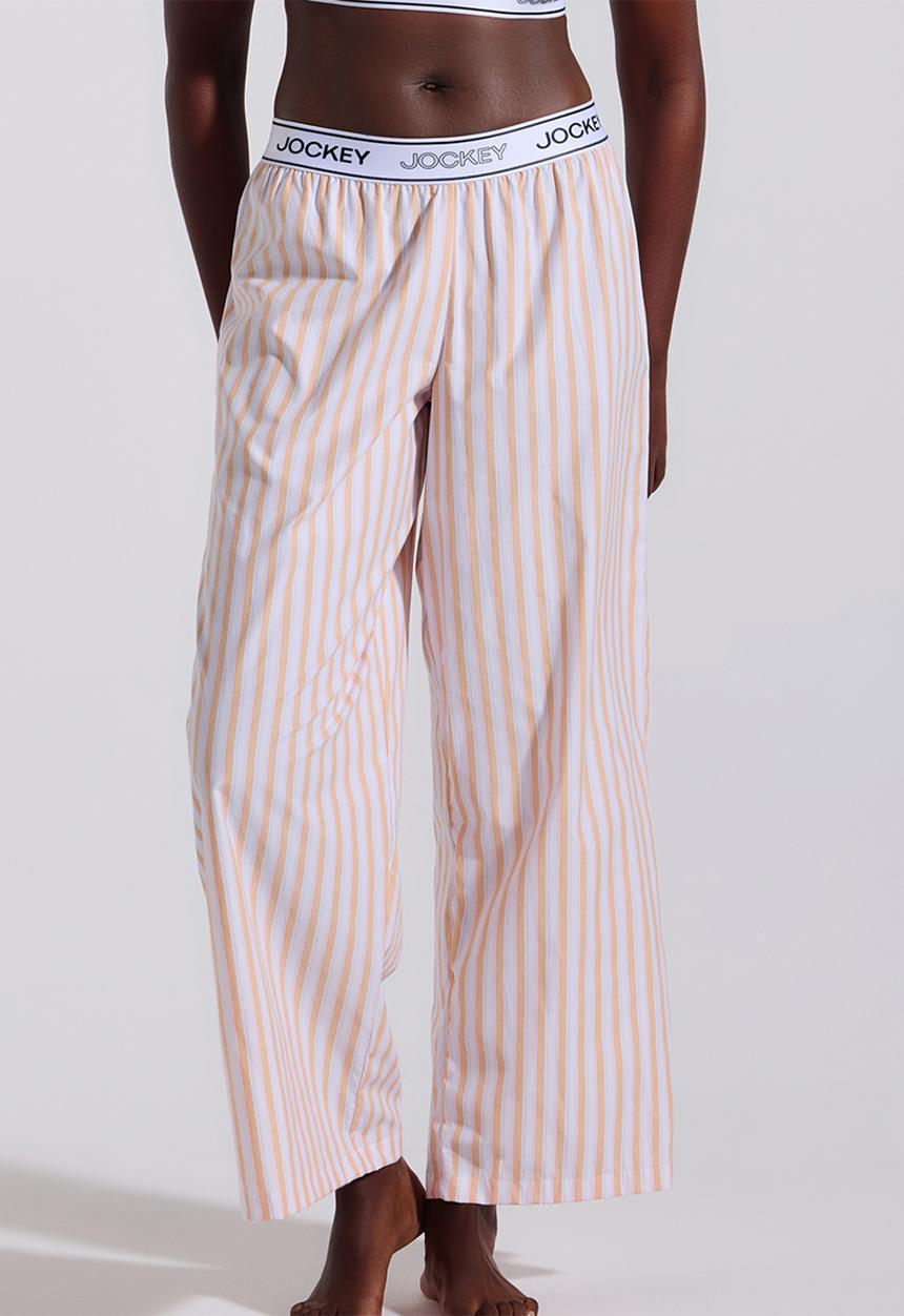 Jockey - Easy edit woven stripe pj pants - orange & pink stripe