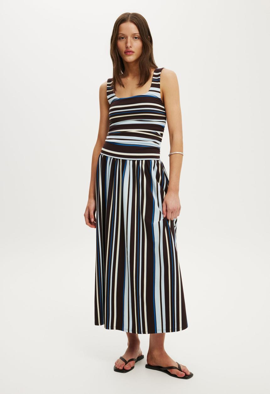 Cotton On - Maple Maxi Dress - Eleanor Stripe Cobalt