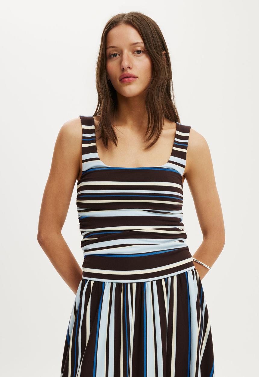 Cotton On - Maple Maxi Dress - Eleanor Stripe Cobalt