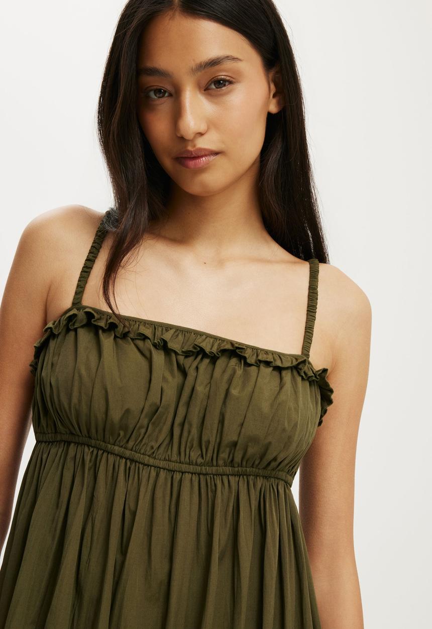 Cotton On - Poppy Tiered Maxi Dress - Khaki Green
