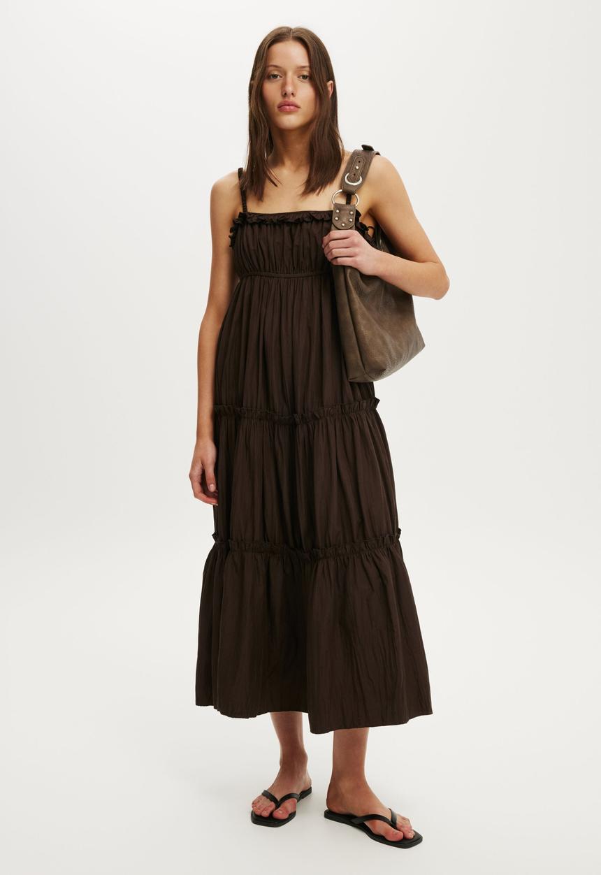 Cotton On - Poppy Tiered Maxi Dress - Dark Oak
