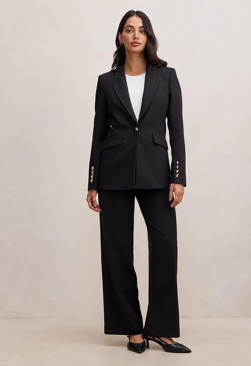 Forever New - Trixie gold button blazer in black