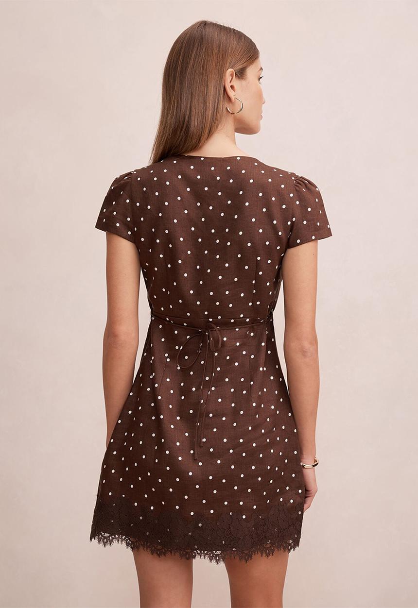 Forever New - Lexi lace trim linen mini dress - findon spot