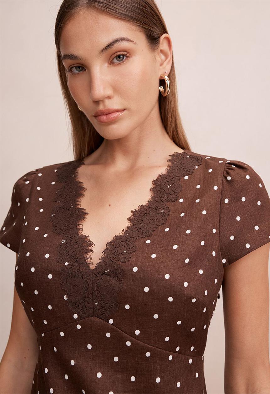 Forever New - Lexi lace trim linen mini dress - findon spot