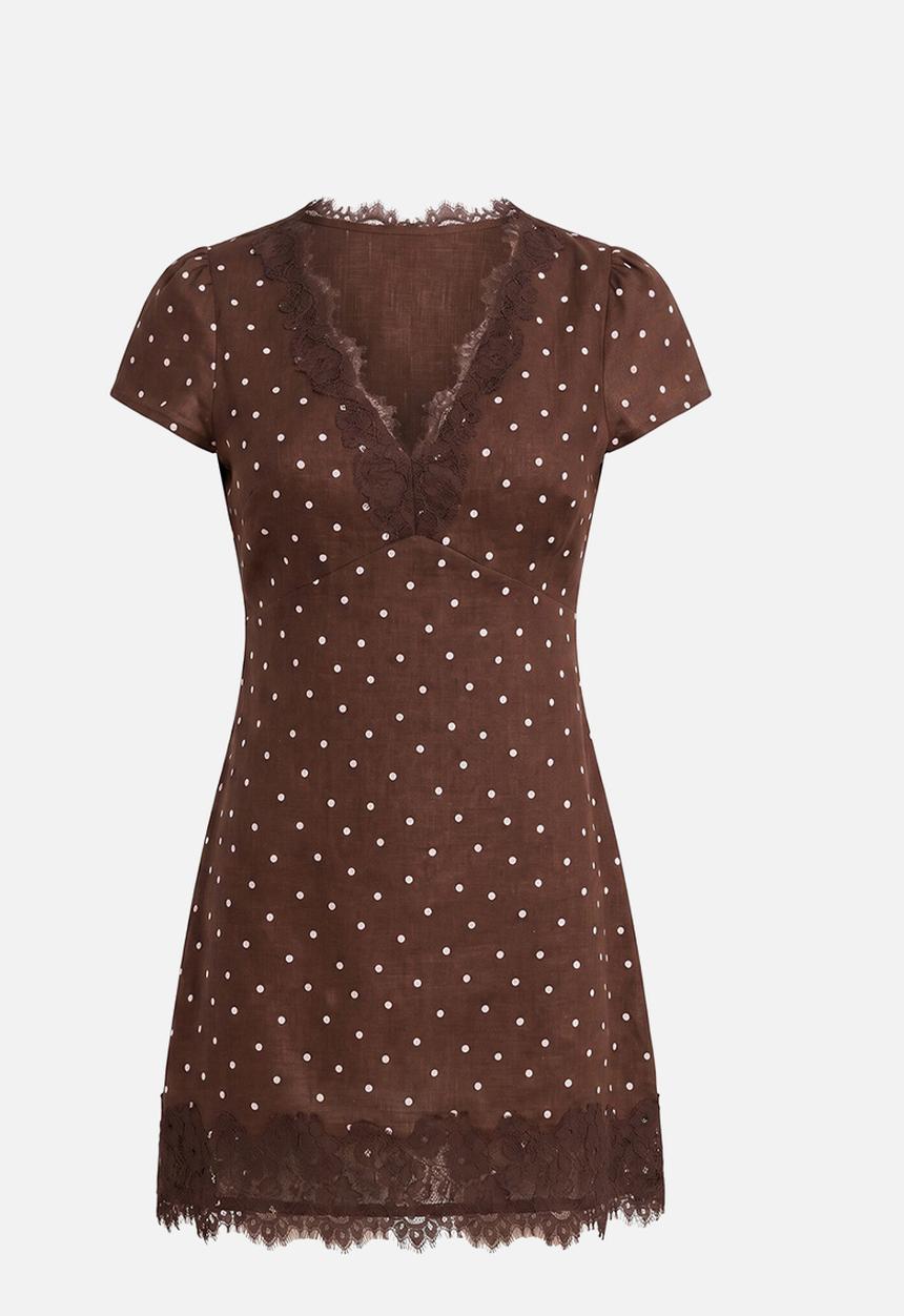 Forever New - Lexi lace trim linen mini dress - findon spot