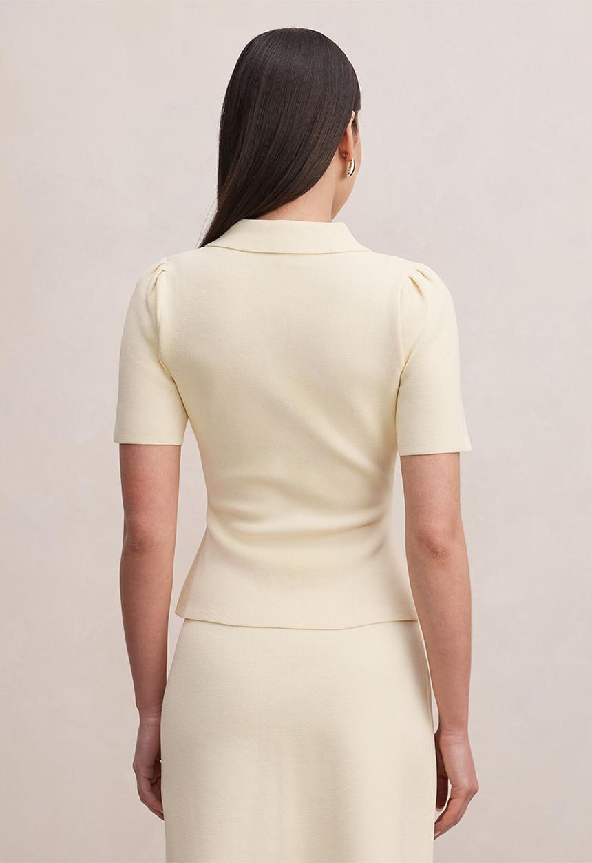 Forever New - Esther button knit top in lemon yellow co ord