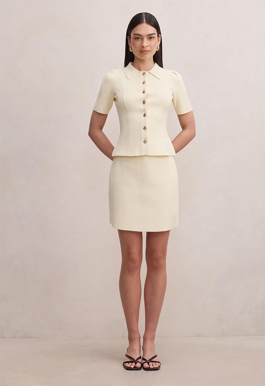 Forever New - Esther button knit top in lemon yellow co ord