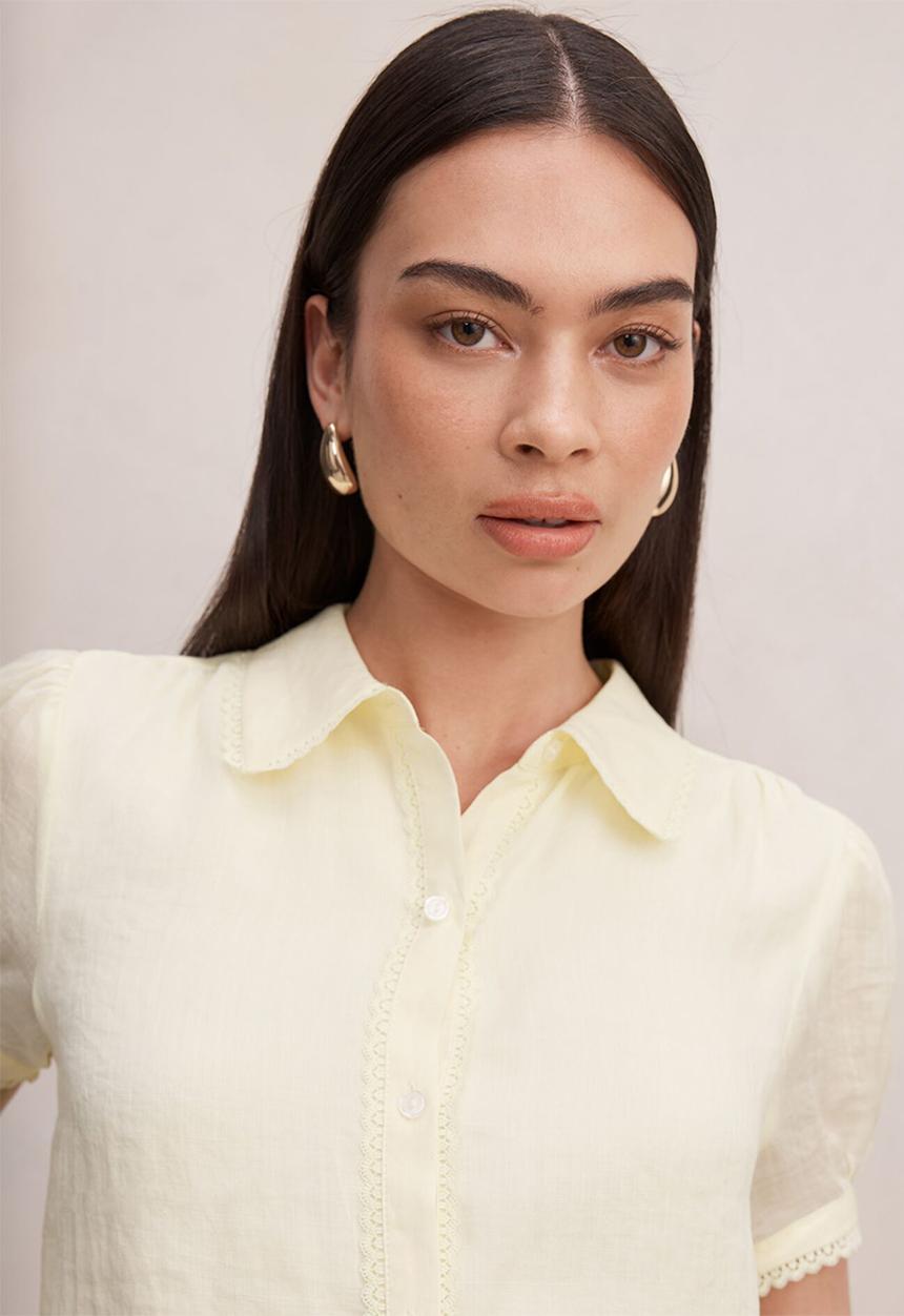 Forever New - Posie lace detail blouse in lemon