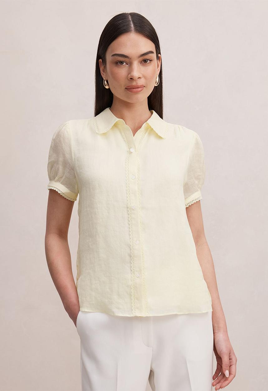 Forever New - Posie lace detail blouse in lemon