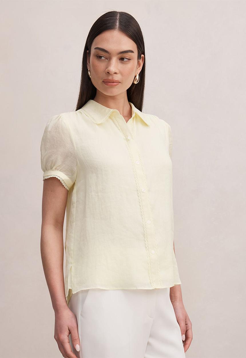 Forever New - Posie lace detail blouse in lemon