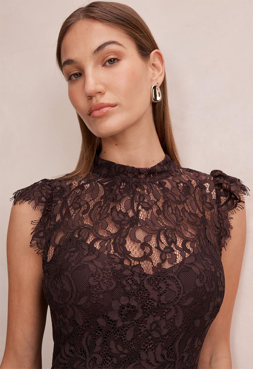 Forever New - Arielle lace midi dress - plum brown