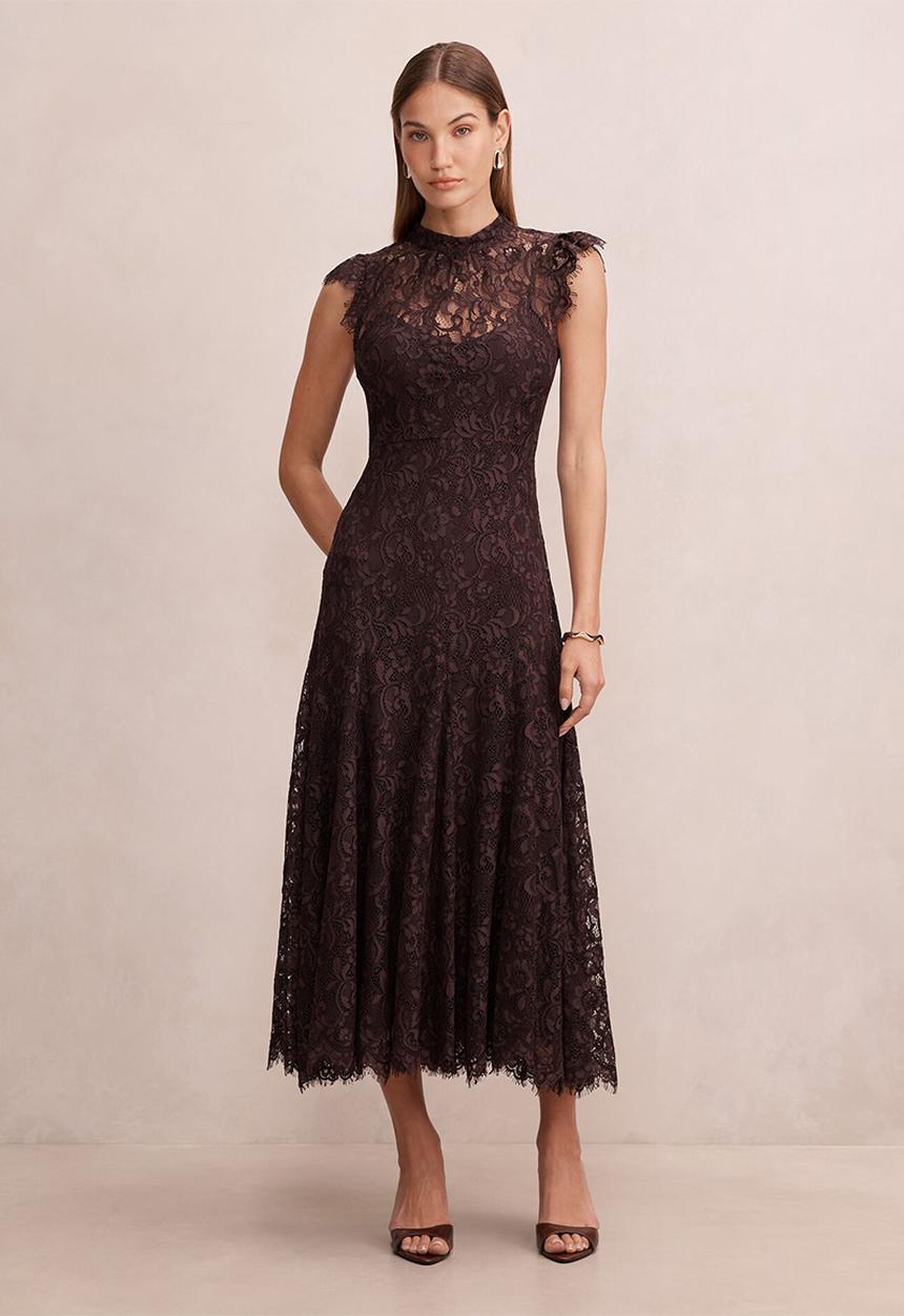 Forever New - Arielle lace midi dress - plum brown
