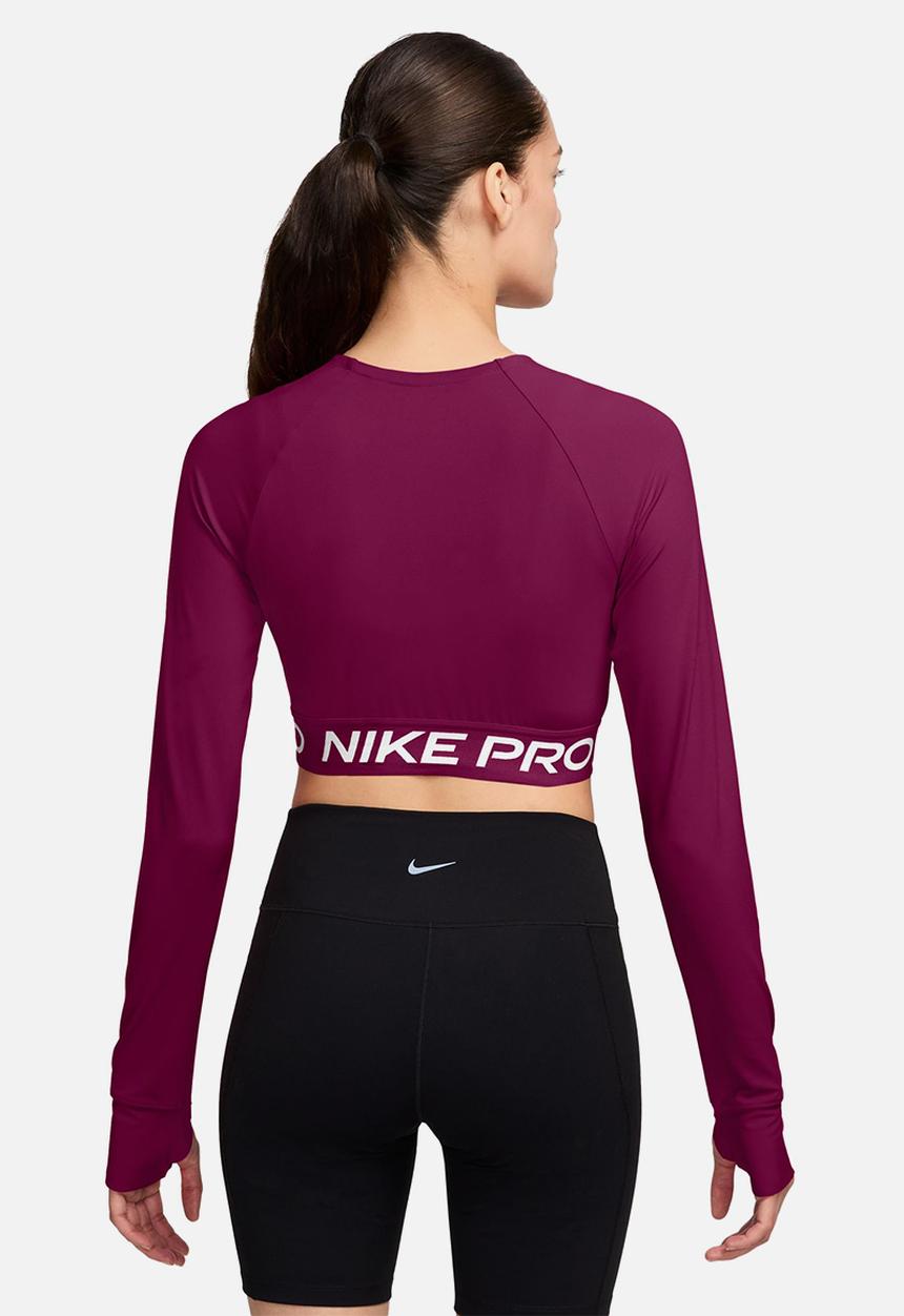 Nike - W Nk Pro Dri-Fit Cropped Long-Sleeve Top - Trueberry/White