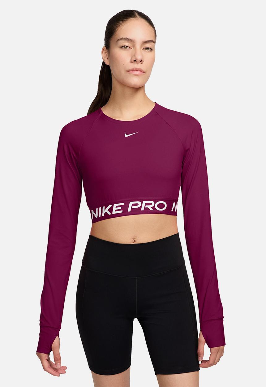 Nike - W Nk Pro Dri-Fit Cropped Long-Sleeve Top - Trueberry/White
